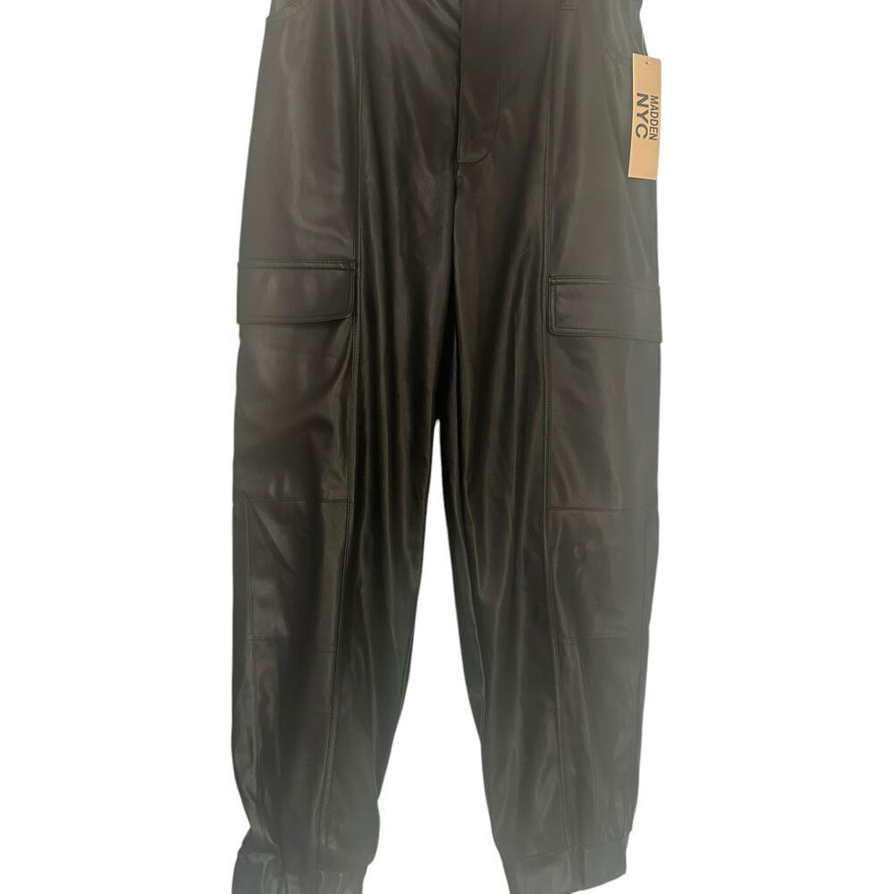 Madden NYC junior Black Faux Leather Jogger Pants Black L - Picture 3 of 10